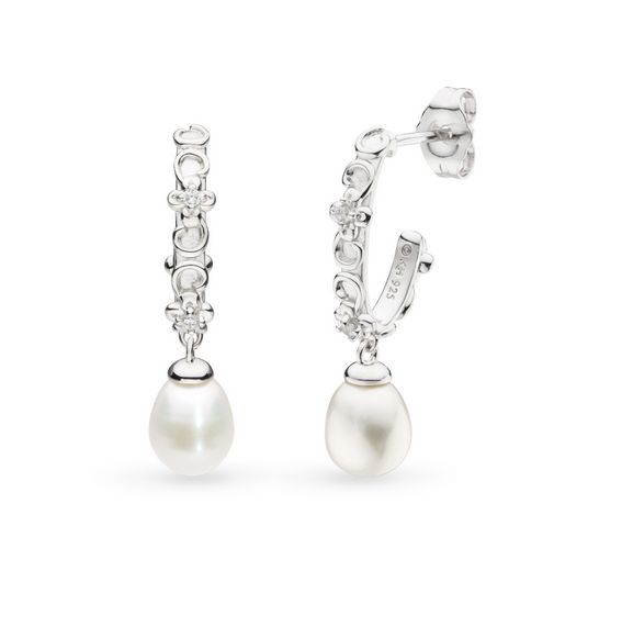 Blossom Flyte Honey Flower Pearl Oval Hoop Earrings