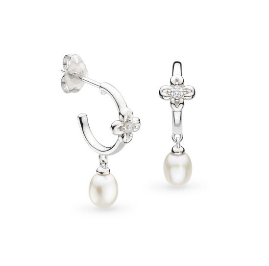 Blossom Flyte Honey Flower Pearl Hoop Earrings