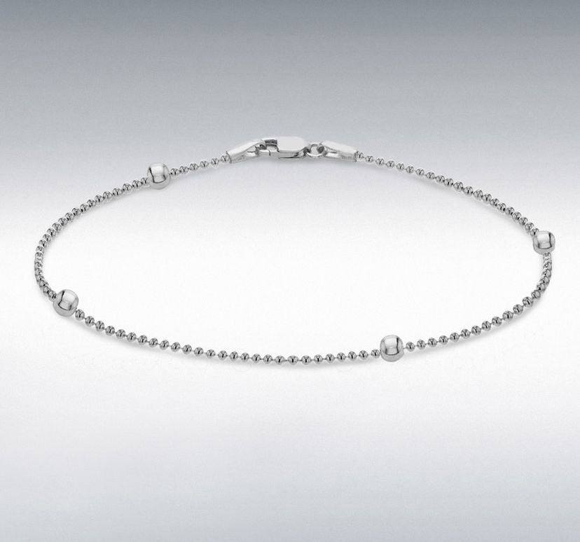 Sterling Silver 3mm Ball Chain Bracelet 19cm/7.5&quot;
