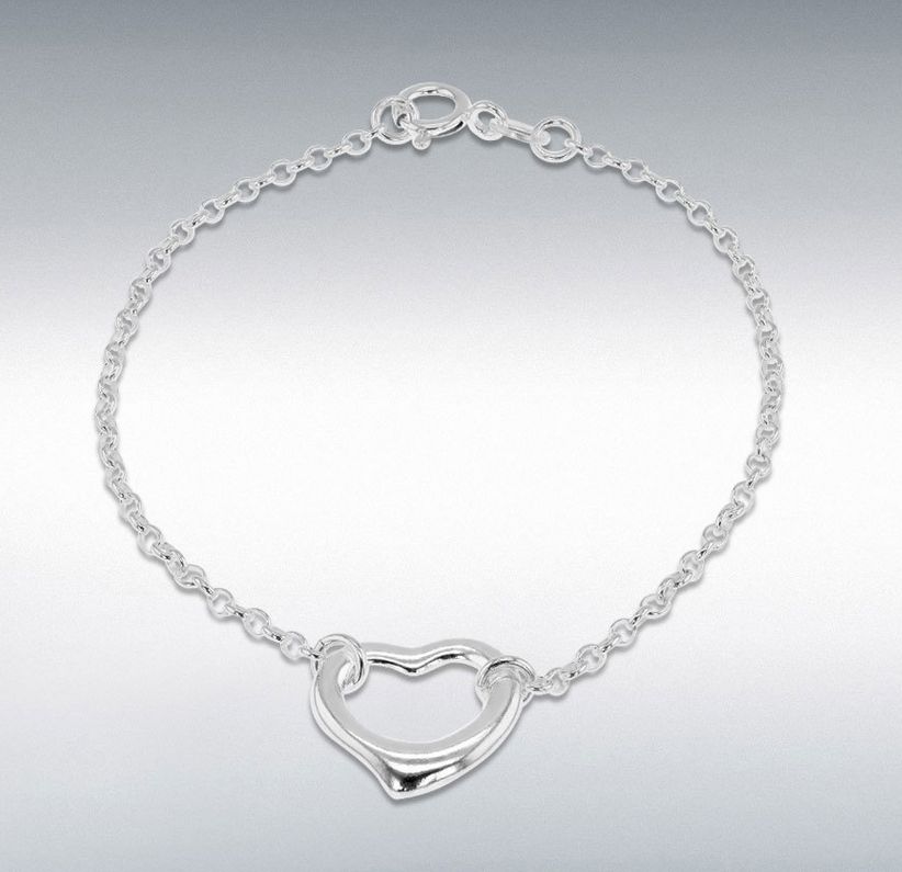 Sterling Silver 15mm Heart-Charm Belcher Bracelet 18cm/7