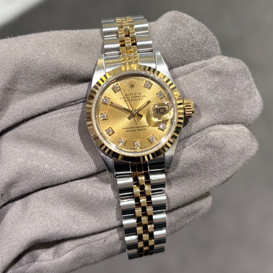 Pre-Owned Rolex Champagne Dial Ladies Steel &amp; Gold Datejust 69173