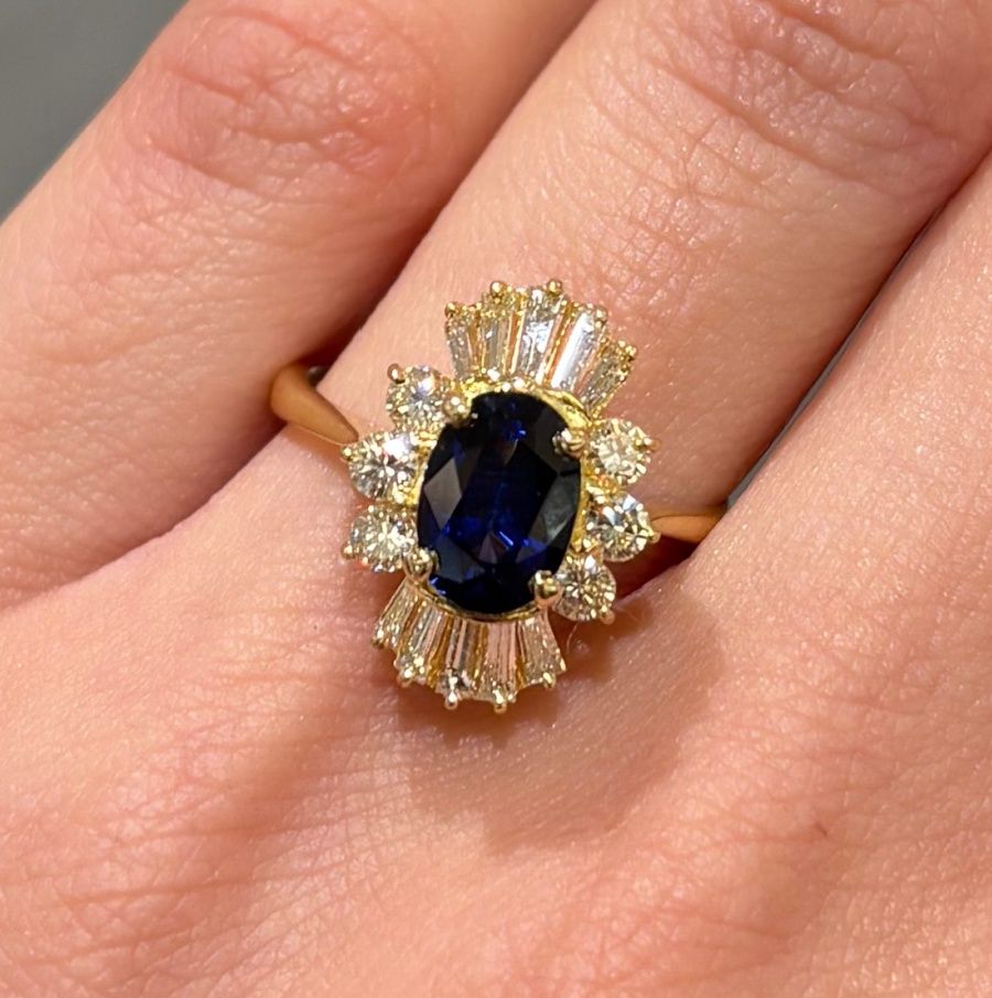 Pre-Owned 18ct Yellow Gold 1.25ct Sapphire &amp; 0.76ct Diamonds