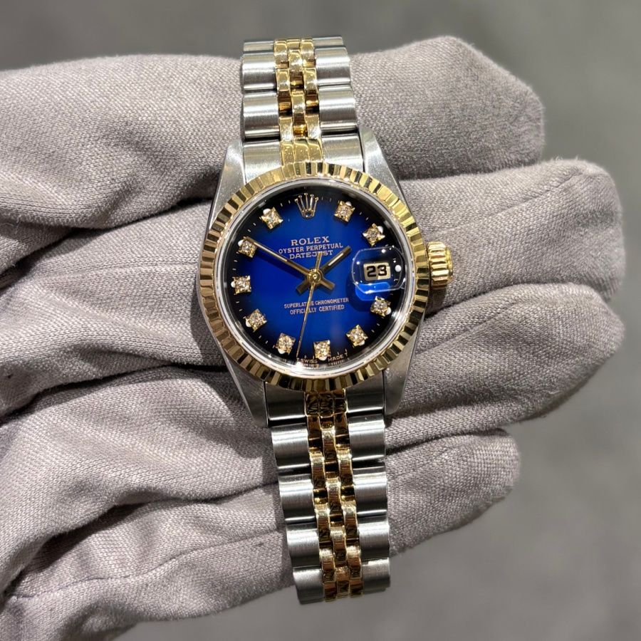 Pre-Owned Rolex Steel &amp; Gold Ladies Blue Vignette Diamond Dial Datejust 69173