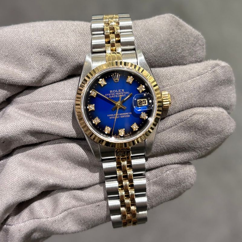 Pre-Owned Rolex Steel &amp; Gold Ladies Blue Vignette Diamond Dial Datejust 69173
