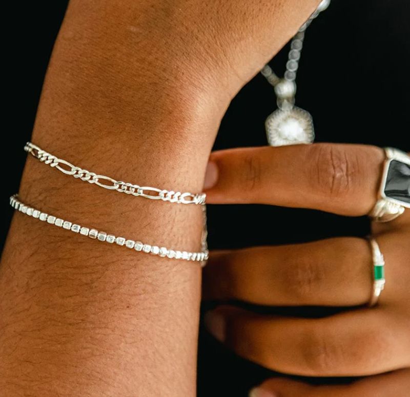 Sterling Silver Figaro Chain Bracelet