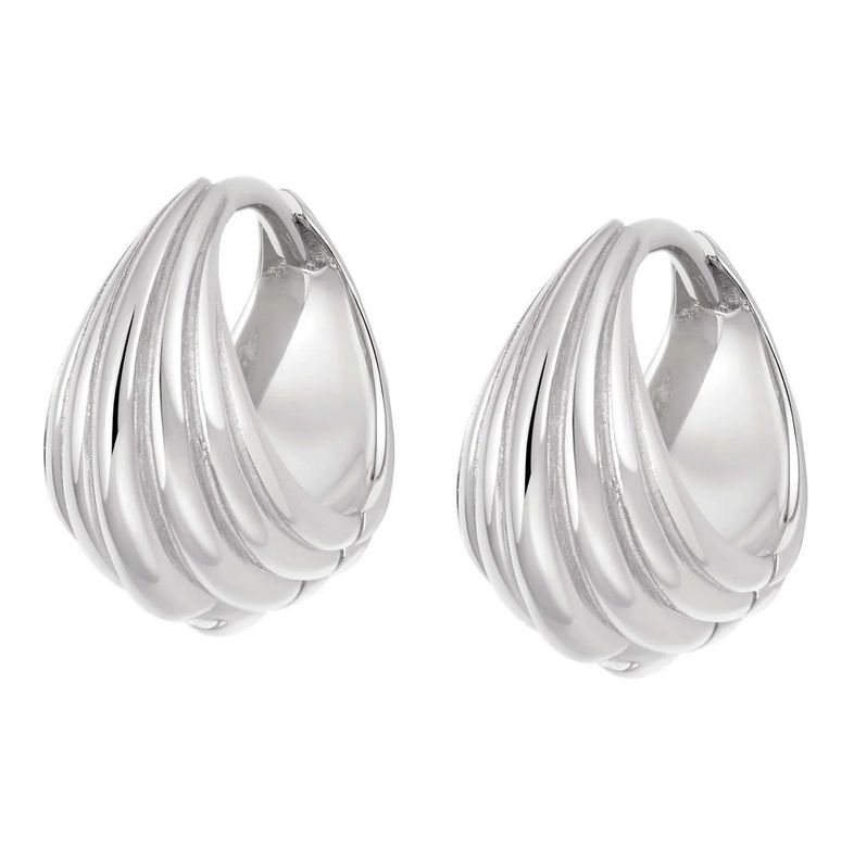 Sterling Silver Ridged Huggie Earrings