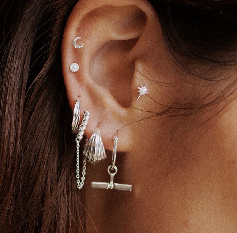 Sterling Silver Ridged Huggie Earrings