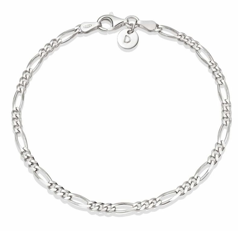 Sterling Silver Figaro Chain Bracelet