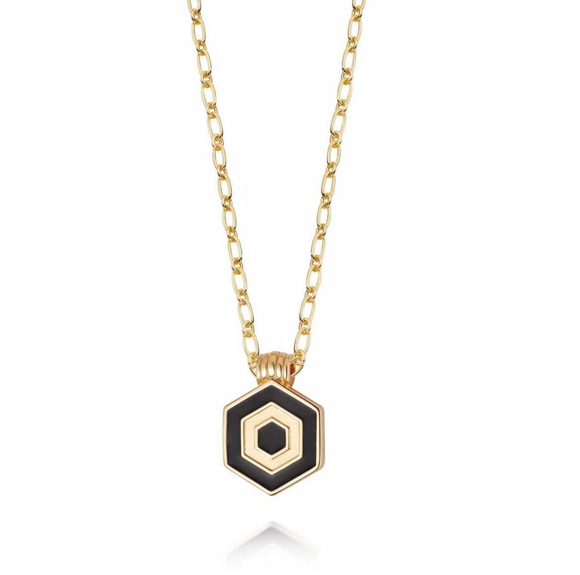 Silver Gold Plated Hexagon Palm Necklace