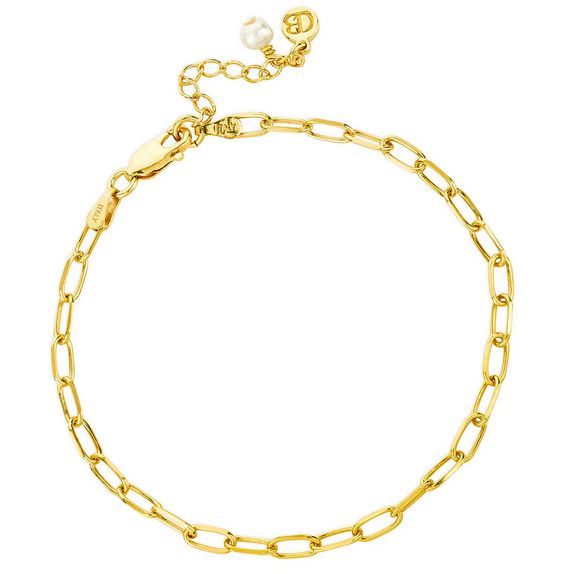 Paperclip Layering Chain Bracelet, with Pearl Charm