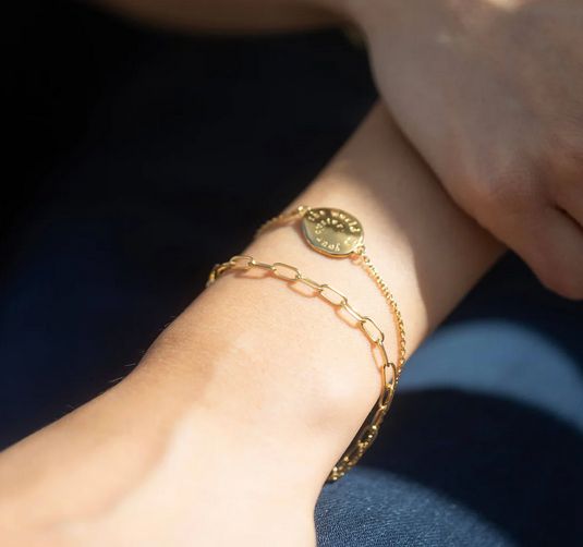 Paperclip Layering Chain Bracelet, with Pearl Charm