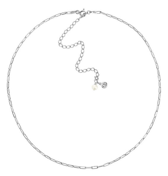 Paperclip Layering Chain with Pearl Charm Silver