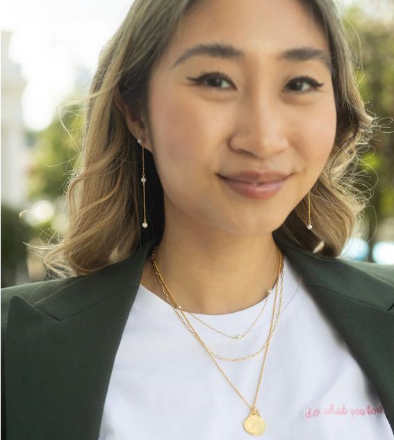Paperclip Layering Chain with Pearl Charm Gold Plated