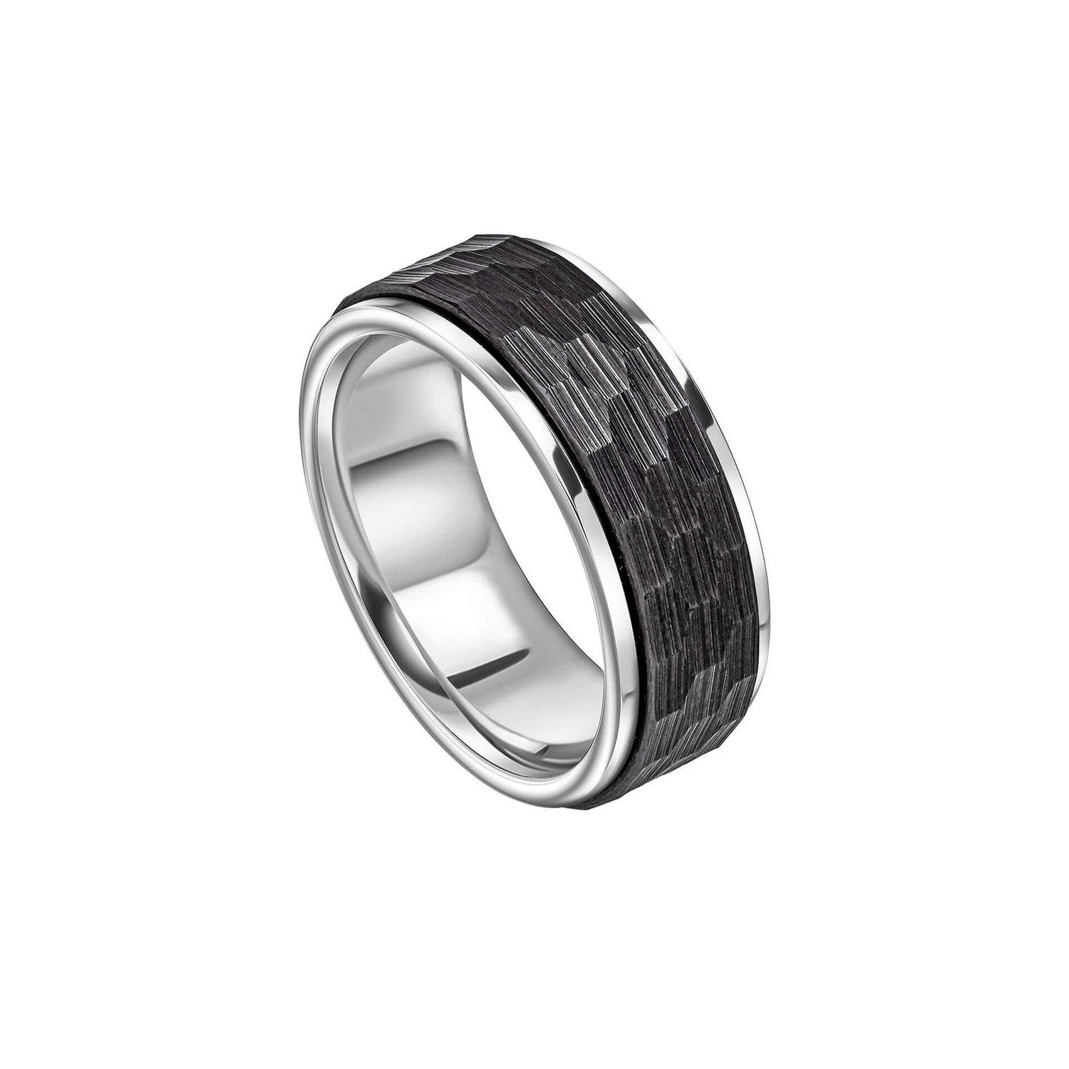 Fred Bennett Stainless Steel Black Hexagon Spinner Ring