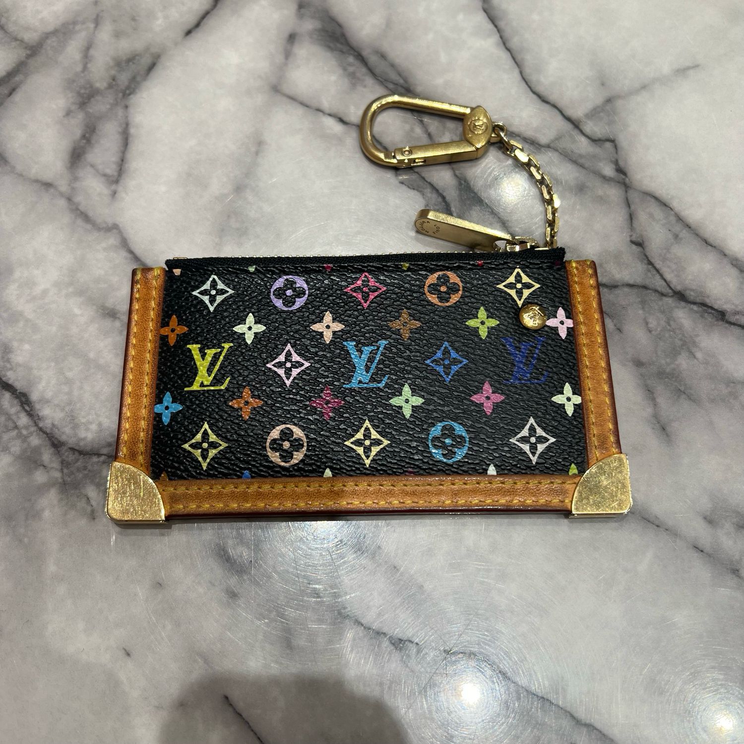 Pre-Owned Louis Vuitton Vintage Takashi Murakami Key Pochette in Monogram Multicolore Noir