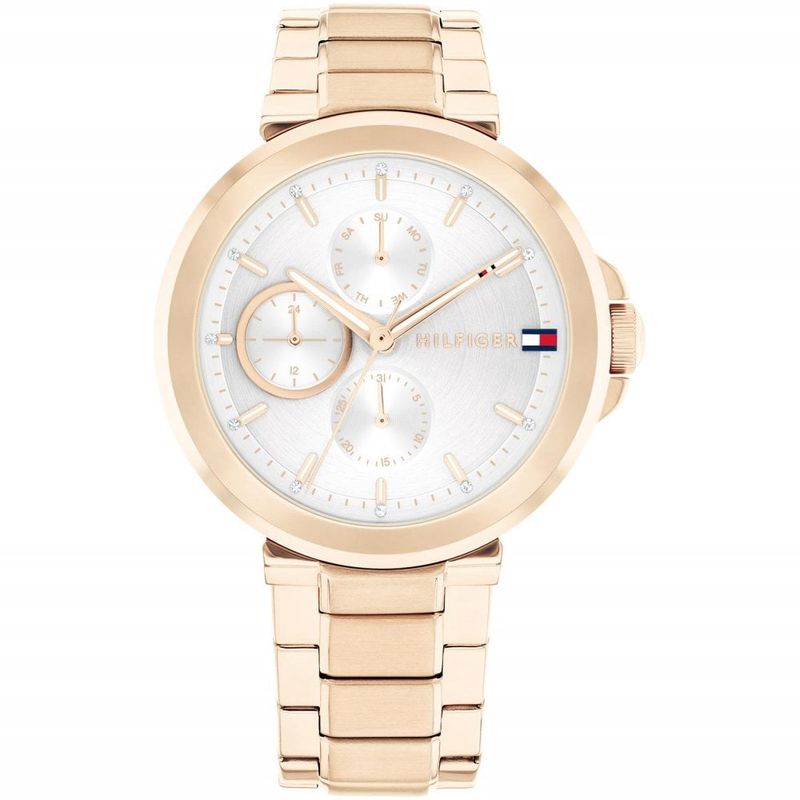 Tommy Hilfiger Ladies Lori 38mm White Dial Rose Plated Watch