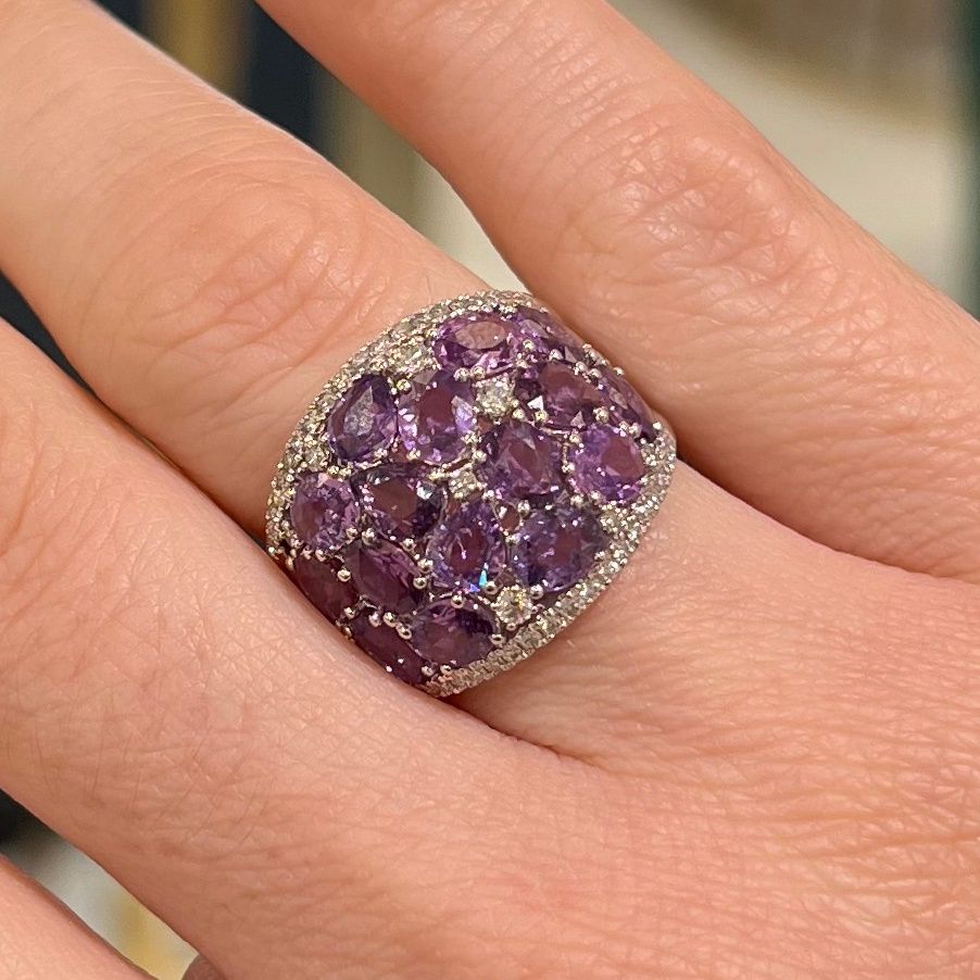 18ct White Gold 4.99ct Sapphire &amp; 0.40ct Diamond Cluster Ring