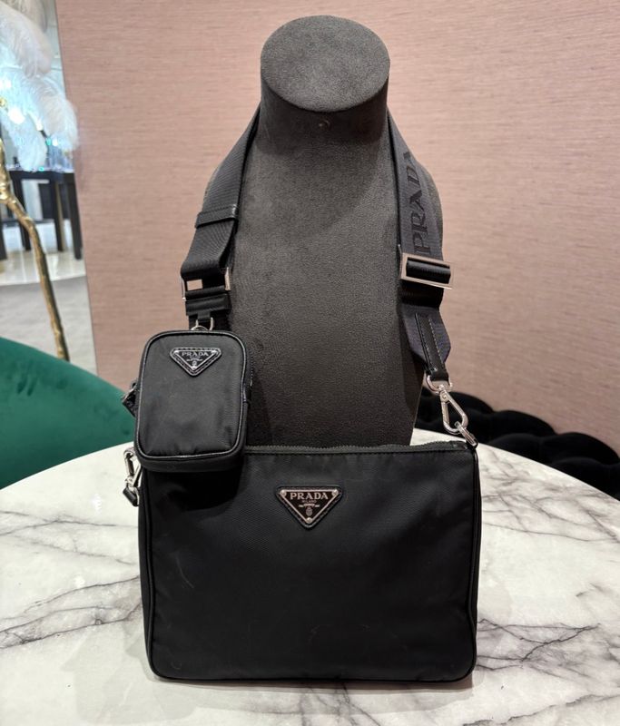 Pre-Owned Prada Men’s Re-Nylon &amp; Saffiano Leather Shoulder Bag