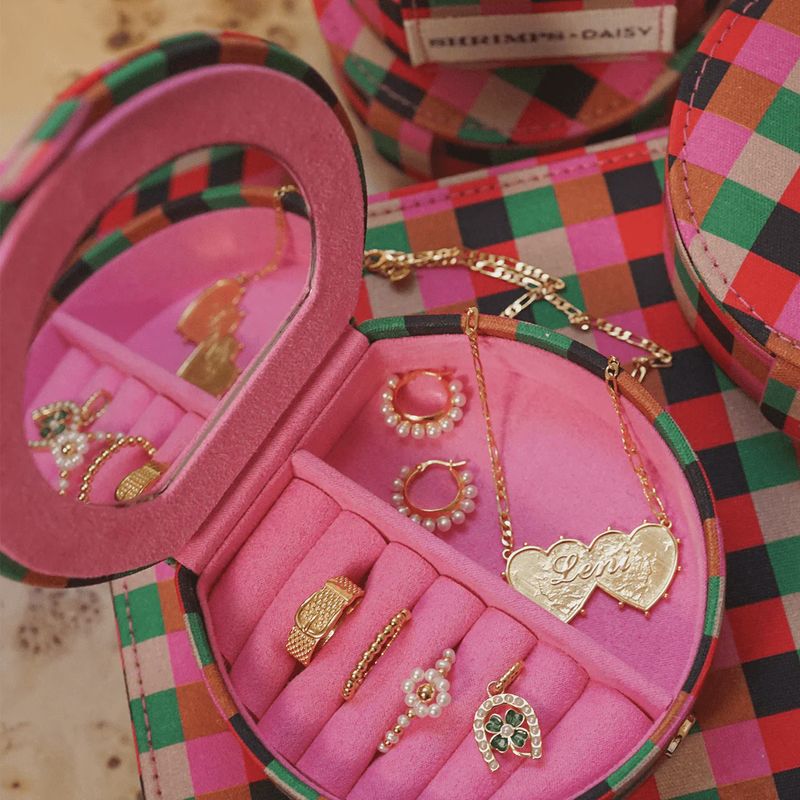 Shrimps Compact Pink Jewellery Case