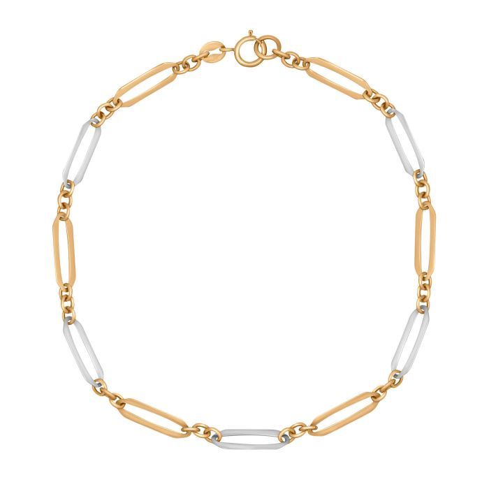 9ct Yellow &amp; White Gold Elongated Link Bracelet