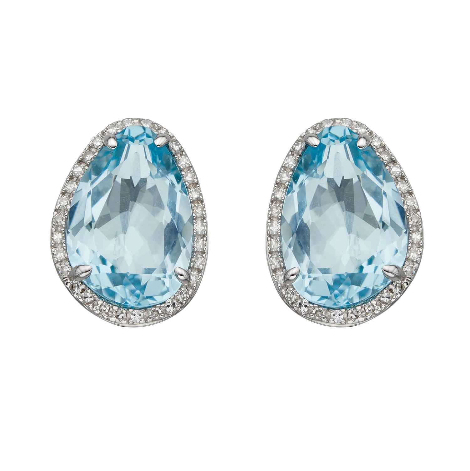9ct White Gold Irregular Shaped Topaz Stud Earrings
