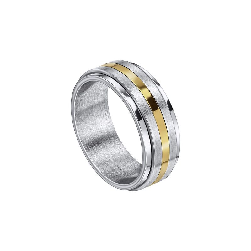 Fred Bennett Gold Stripe Stainless Steel Spinner Ring