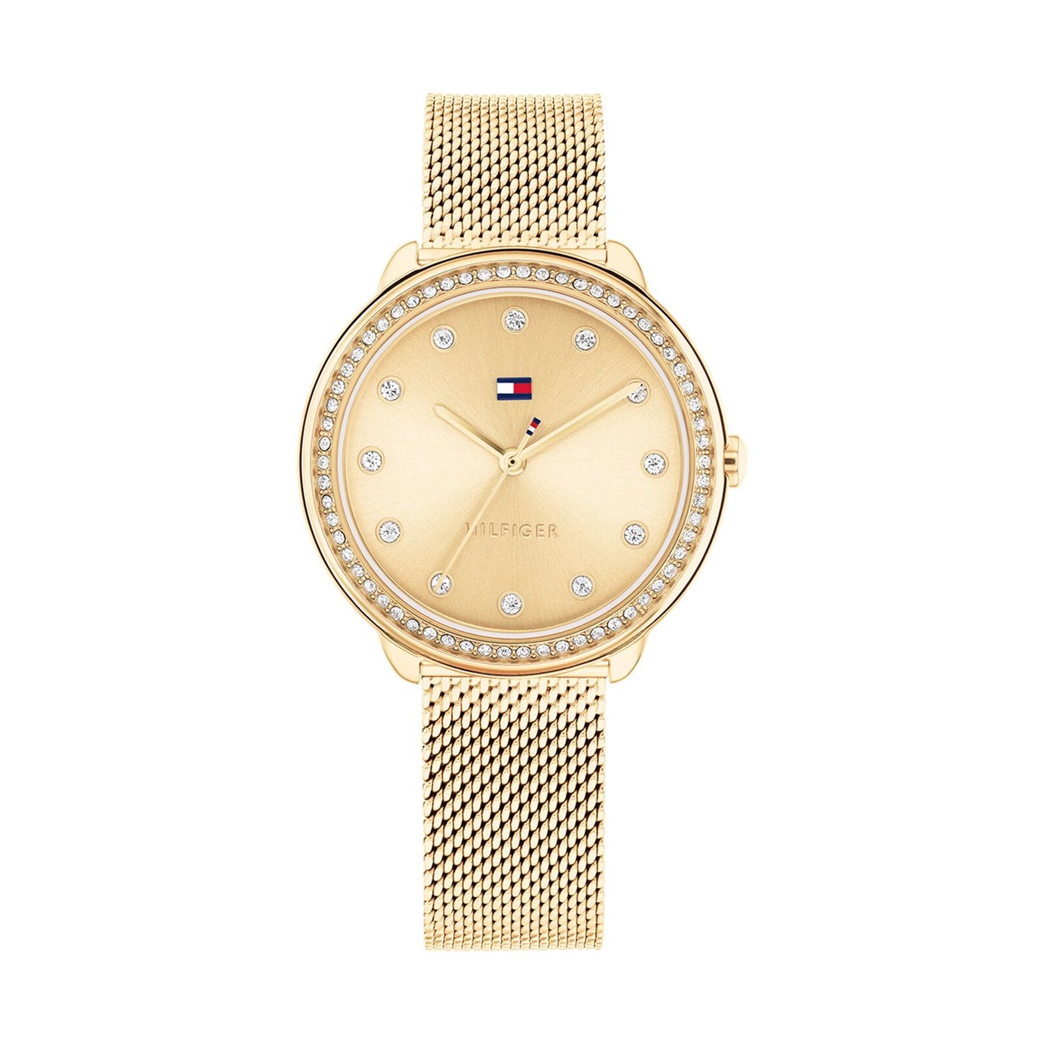 Tommy Hilfiger Women&#39;s Demi (32mm) Gold Dial / Gold-Tone Stainless Steel Mesh Bracelet