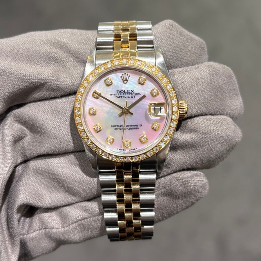 Pre-Owned Rolex Custom Diamond Midsize Automatic Ladies Datejust 68273