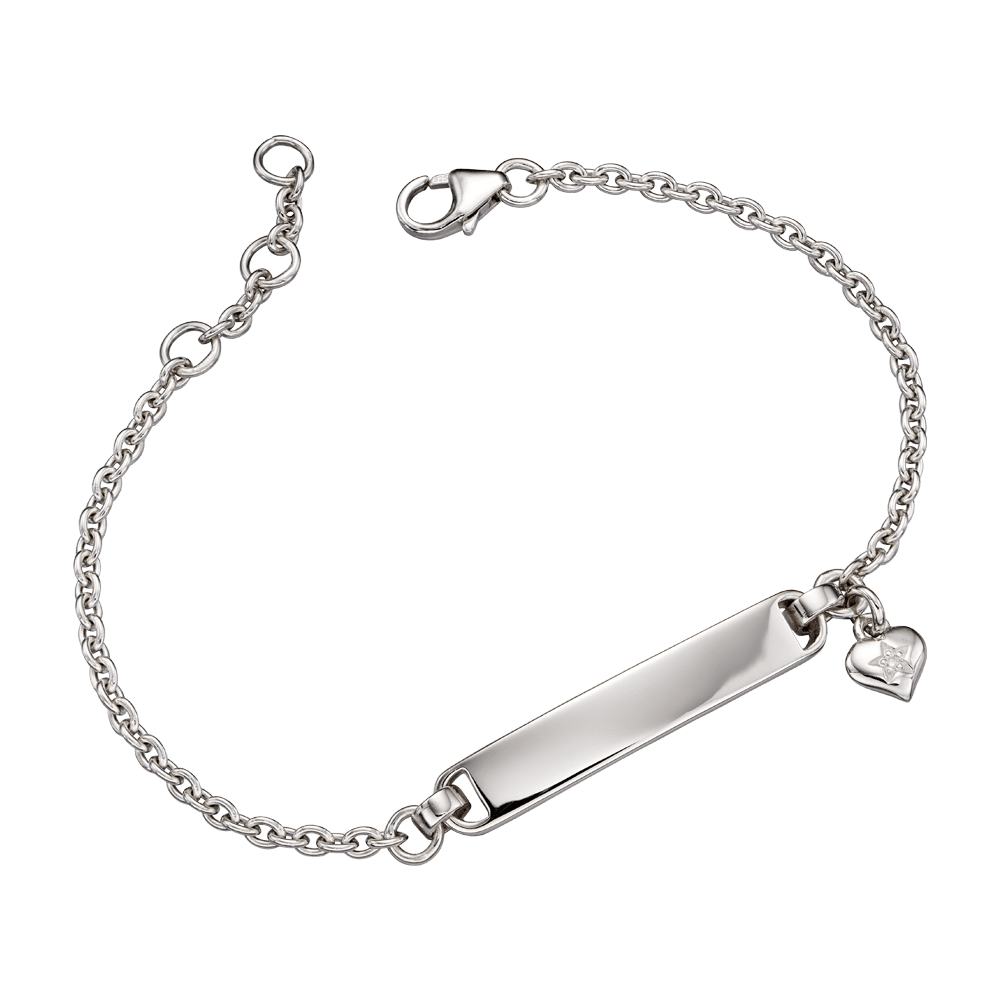 Aisha - Silver Diamond Charm ID Bracelet