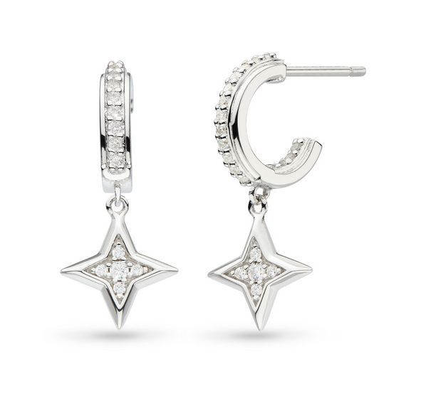 Silver Revival Astoria Starburst Pavé Star Semi Hoop Stud Earrings