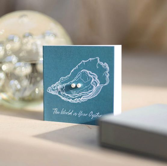 The World Is Your Oyster Gift Card with Pearl Studs