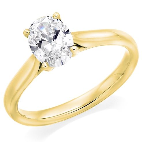 9ct Yellow Gold 1.06ct D VVS2 Oval Cut Lab Grown Diamond Solitaire Ring