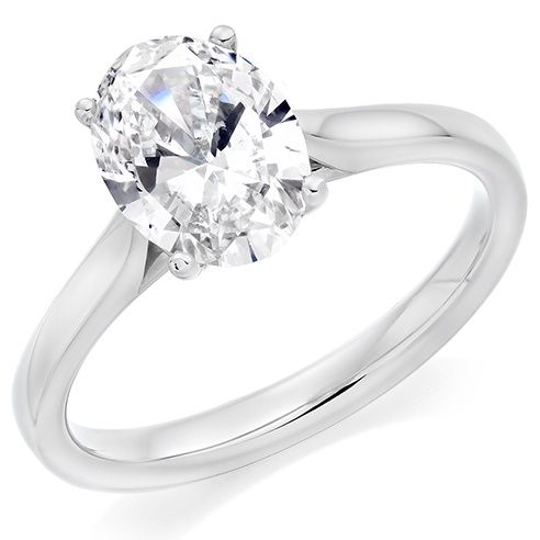 Platinum 1.56ct D VVS1  Oval Cut Lab Grown Diamond Solitaire Ring