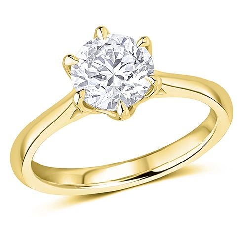 18ct Yellow Gold 1.50ct D VS2 Round Brilliant Lab Grown Diamond Solitaire Ring