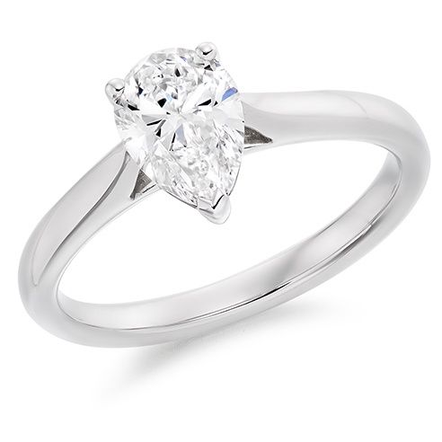 Platinum 1.09ct D VS1 Pear Cut Lab Grown Diamond Solitaire Ring
