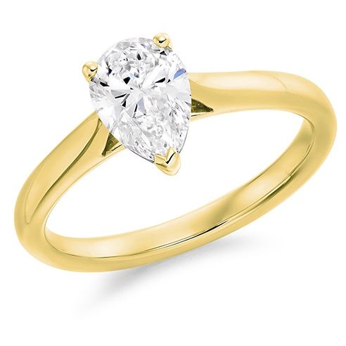 9ct Yellow Gold 1.08ct E VS1 Pear Cut Lab Grown Diamond Solitaire Ring