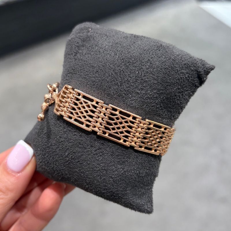 Pre-Owned 9ct Rose Gold Vintage Style T-Bar Bracelet 33.7g