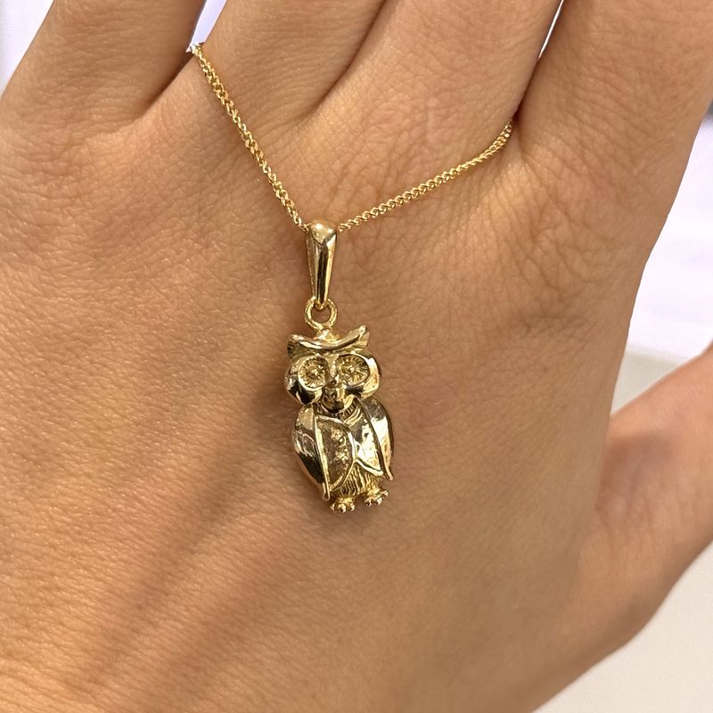 Pre-Owned 9ct Yellow Gold Owl Pendant
