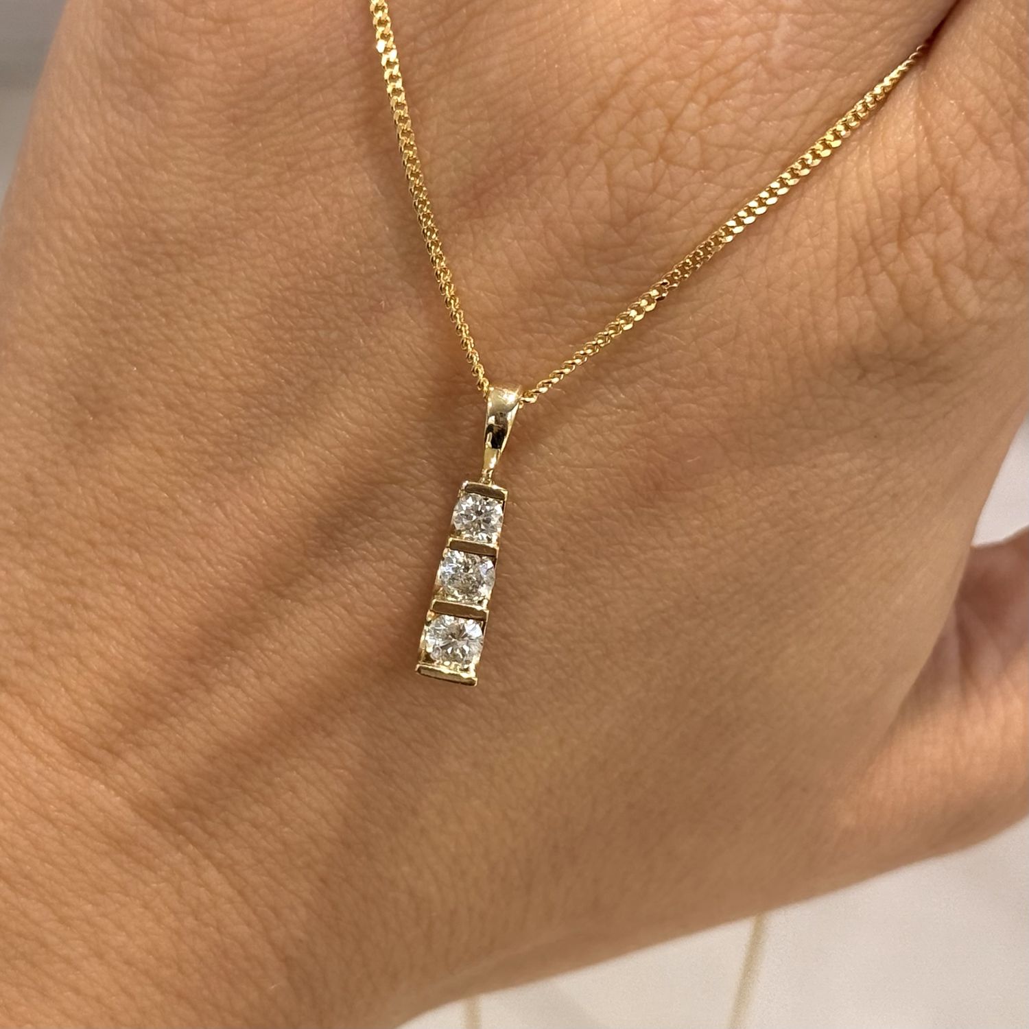 Pre-Owned 9ct Yellow Gold 0.50ct Diamond 3 Stone Pendant