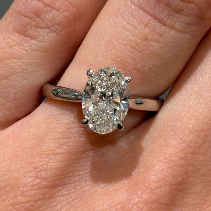 Platinum 2.07ct G VS1 Oval Cut Lab Grown Diamond Solitaire Ring