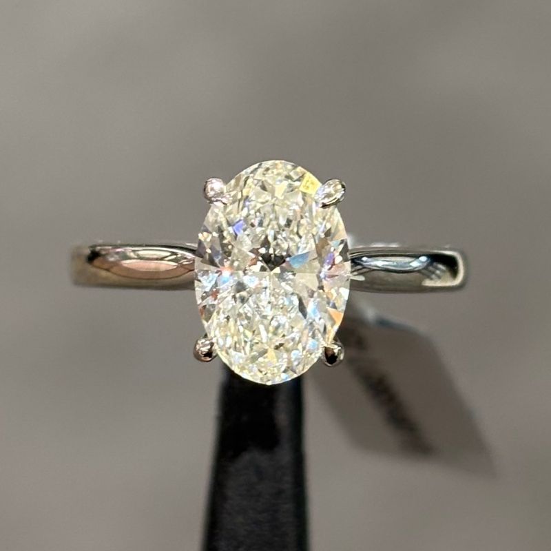 Platinum 2.07ct G VS1 Oval Cut Lab Grown Diamond Solitaire Ring