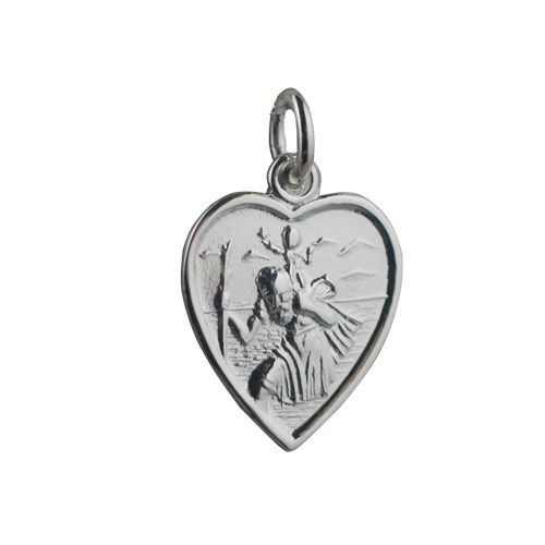 Silver Heart St Christopher Pendant 17x16mm