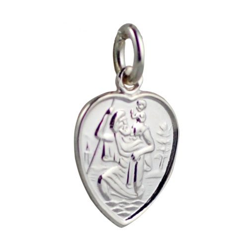 Silver Heart St Christopher Pendant 15x13mm