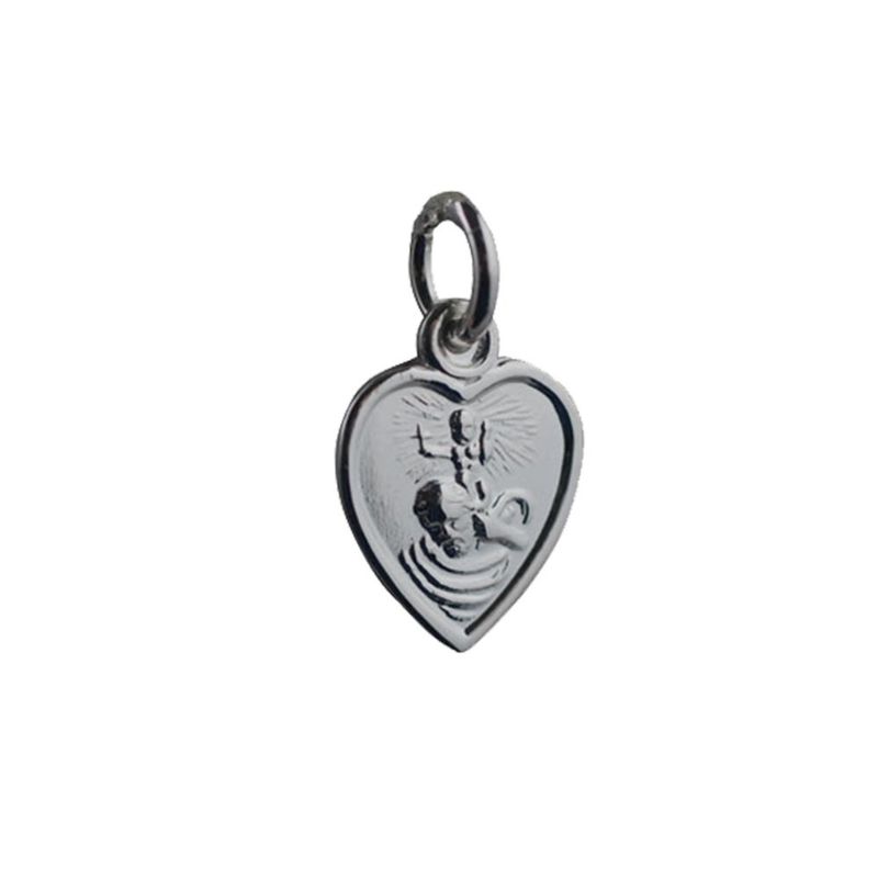Silver Heart St Christopher Pendant 12x11mm