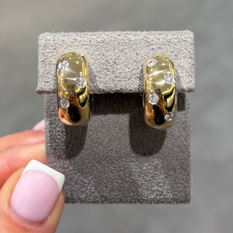 Pre-Owned Tiffany &amp; Co 18ct Yellow Gold Diamond Etoile Hoop Earrings