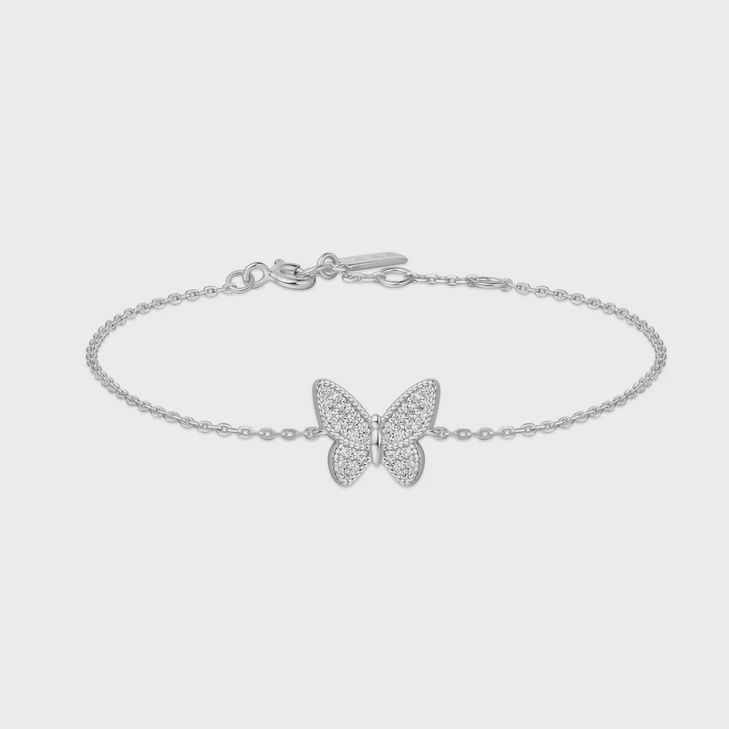Butterfly Pavé Bracelet, Colour: Silver