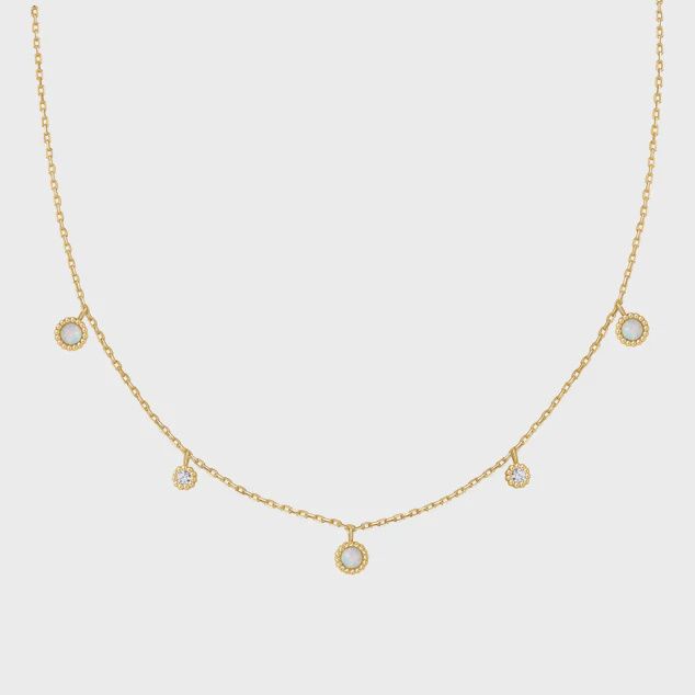 Silver Gold Plated Kyoto Opal Station Necklace