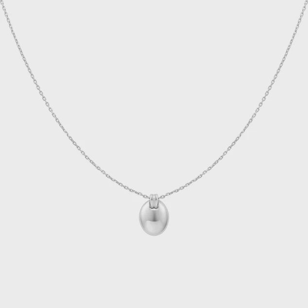 Silver Oval Charm Necklace, Colour: Silver