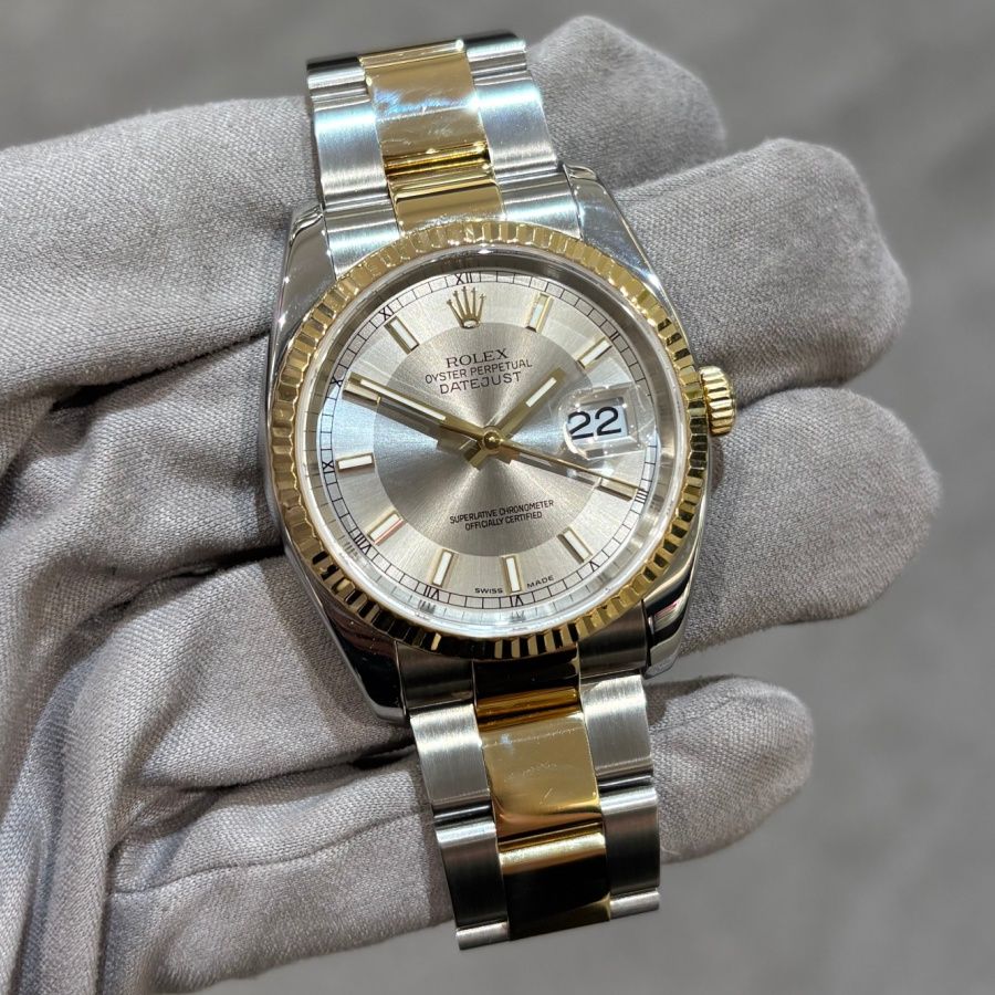 Pre-Owned Rolex Oyster Perpetual  Steel &amp; Gold Oyster Tuxedo Dial 36mm Datejust 116233