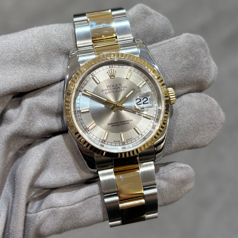 Pre-Owned Rolex Oyster Perpetual  Steel &amp; Gold Oyster Tuxedo Dial 36mm Datejust 116233